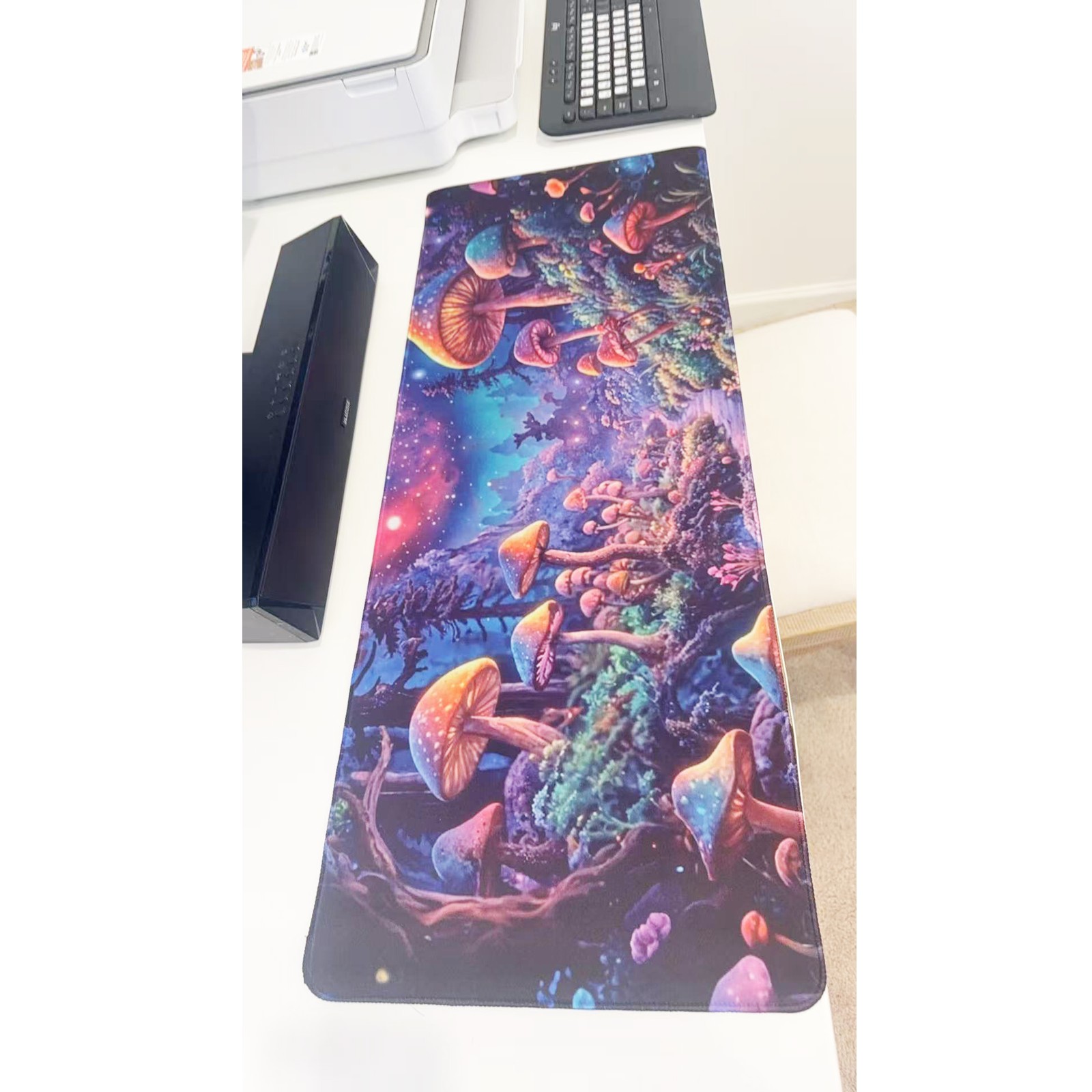 Psychedelic Trippy Mushroom Forest Large Gaming Mouse Pad 31"x11.5" Non-Slip