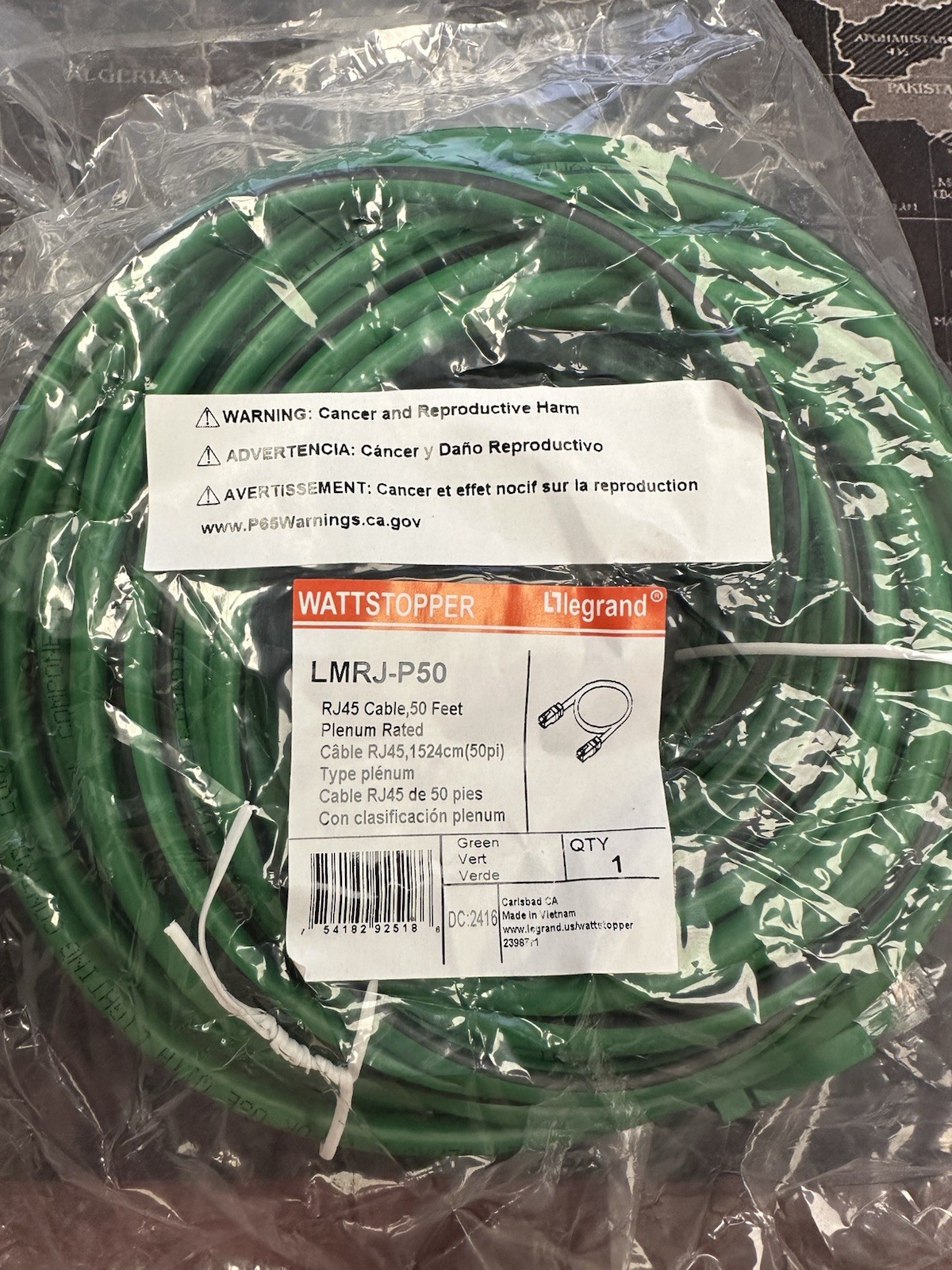 RJ45 cable, 50 Feet, LMRJ-P50 CAT 5E PATCH CORD 