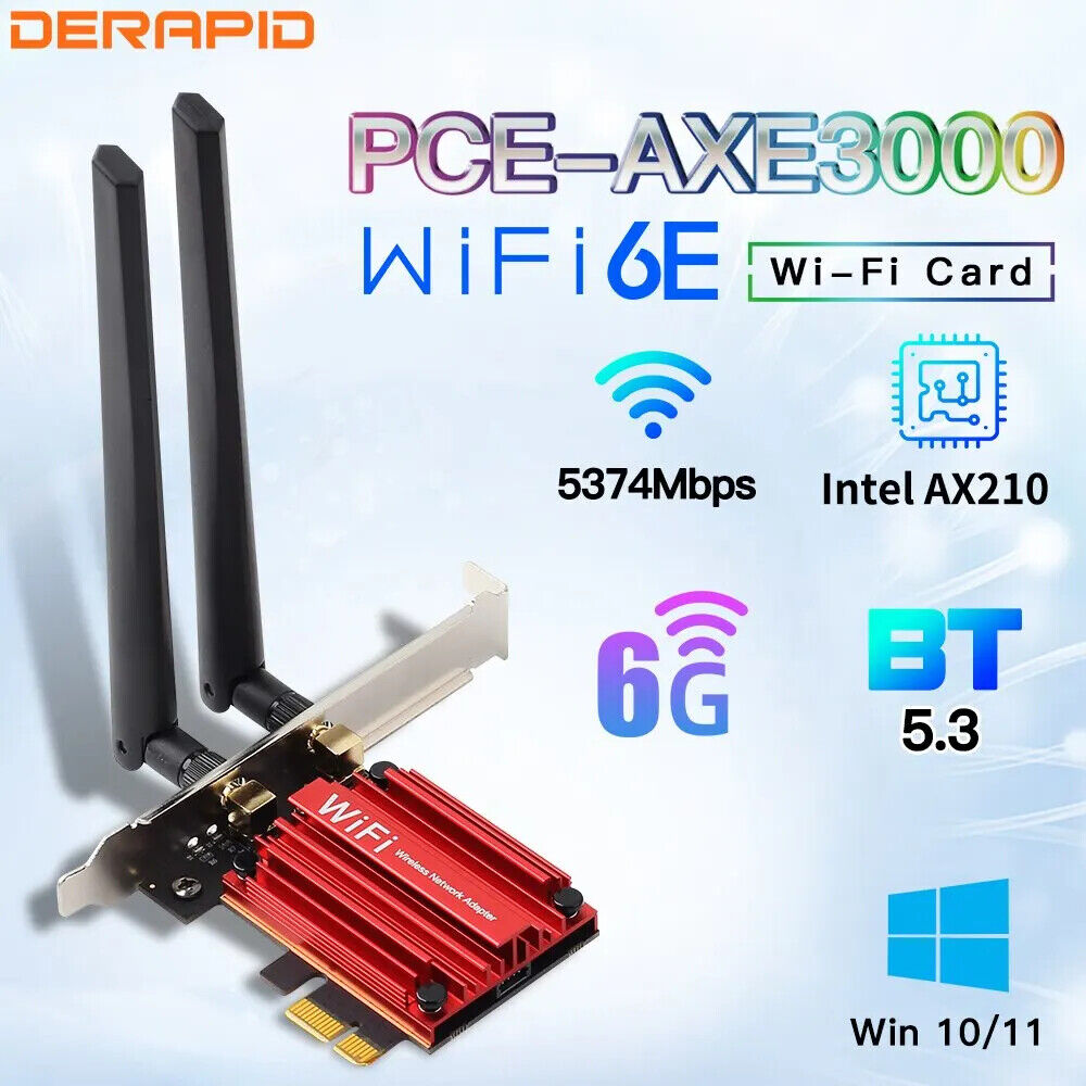 AX210 Bluetooth 5.3 Triple Band 2.4G/6GHz WiFi Card PCI Express WirelessNetwork