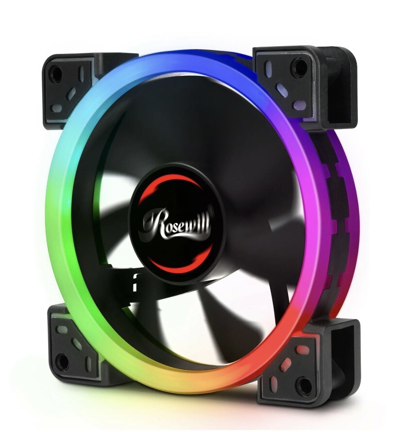 Rosewill RGBF-S12001 (1-Pack) 120mm Addressable RGB Fan, Dual Ring True RGB LED,