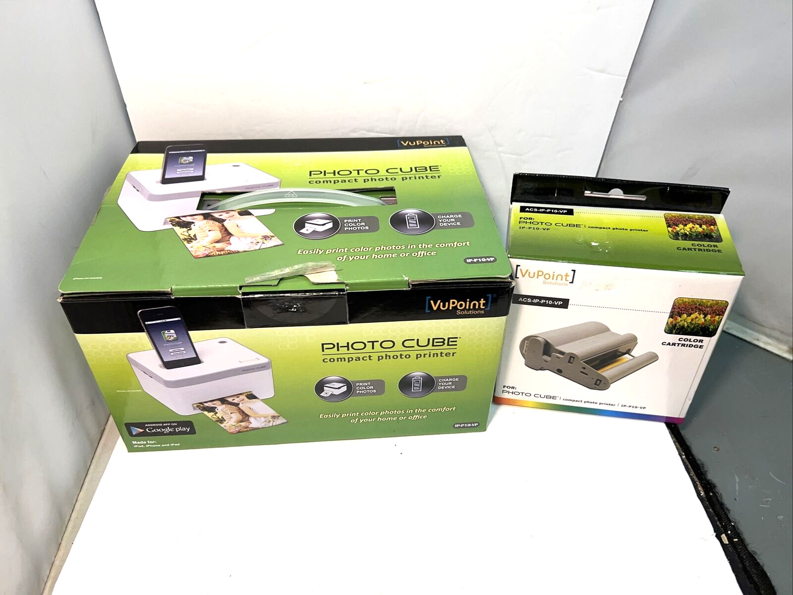 VuPoint Photo Cube IP-P10-VP Digital Photo Thermal Printer & NEW Color Cartridge