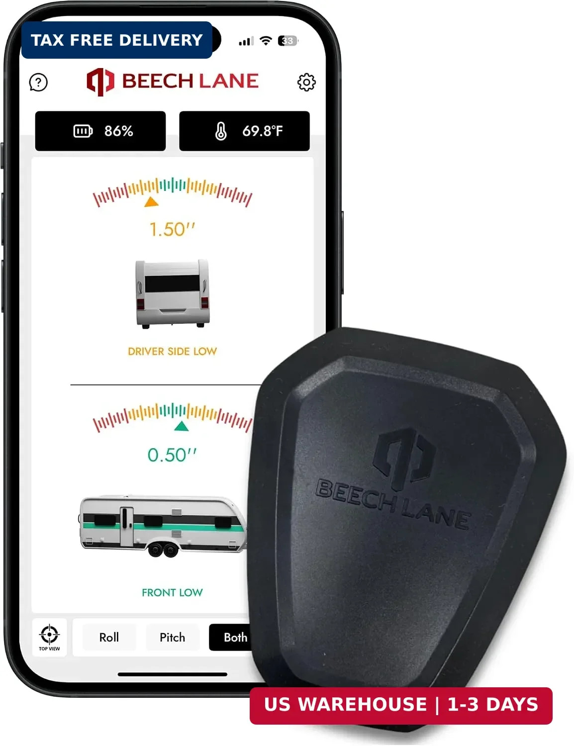 Beech Lane Wireless RV Leveling System, Made in the USA, User-Friendly Phone App