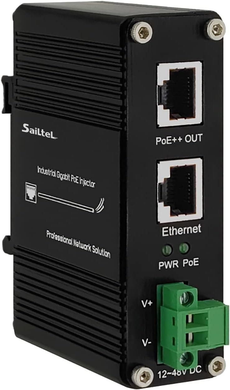 SaiLteL 95W Industrial Gigabit PoE++ Injector, IEEE 802.3at/802.3af Compliant