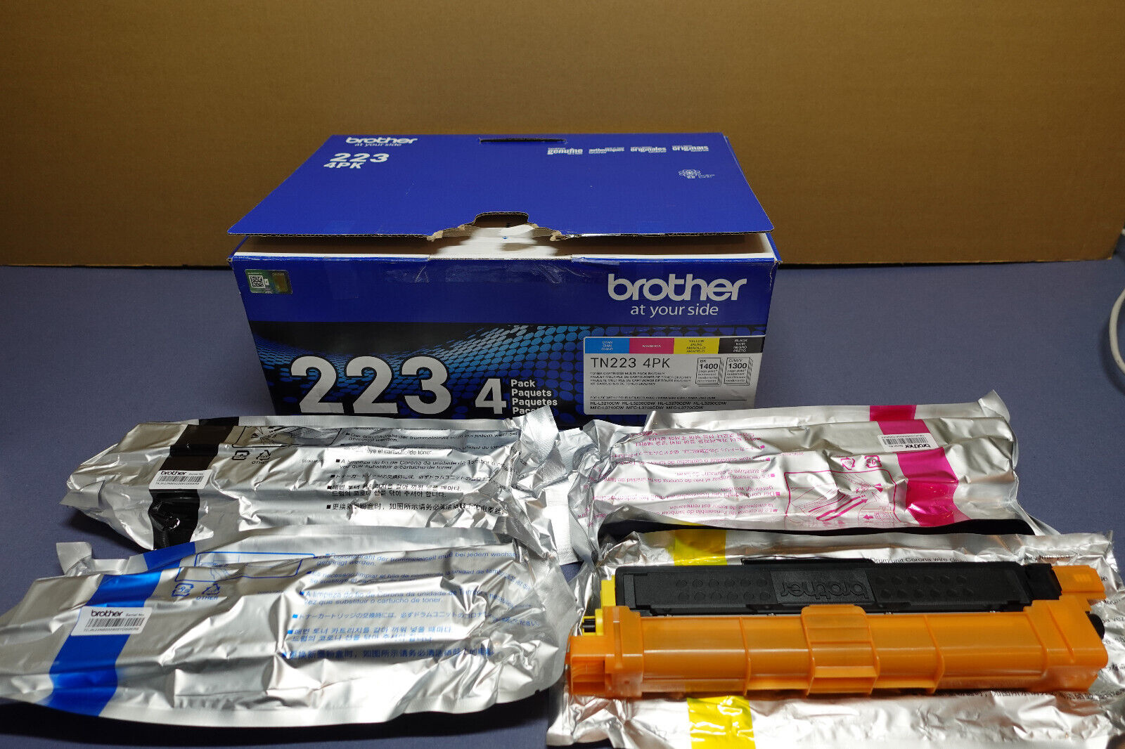 Brother TN223 4PK Toner Cartridges TN-223 4 Pack Genuine - SEALED/WEIGHS FULL