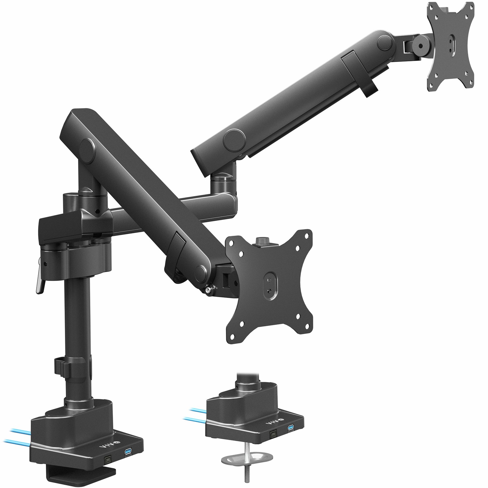 VIVO Premium Aluminum Full Motion Dual Monitor Arm Desk Mount Stand w/ USB Ports