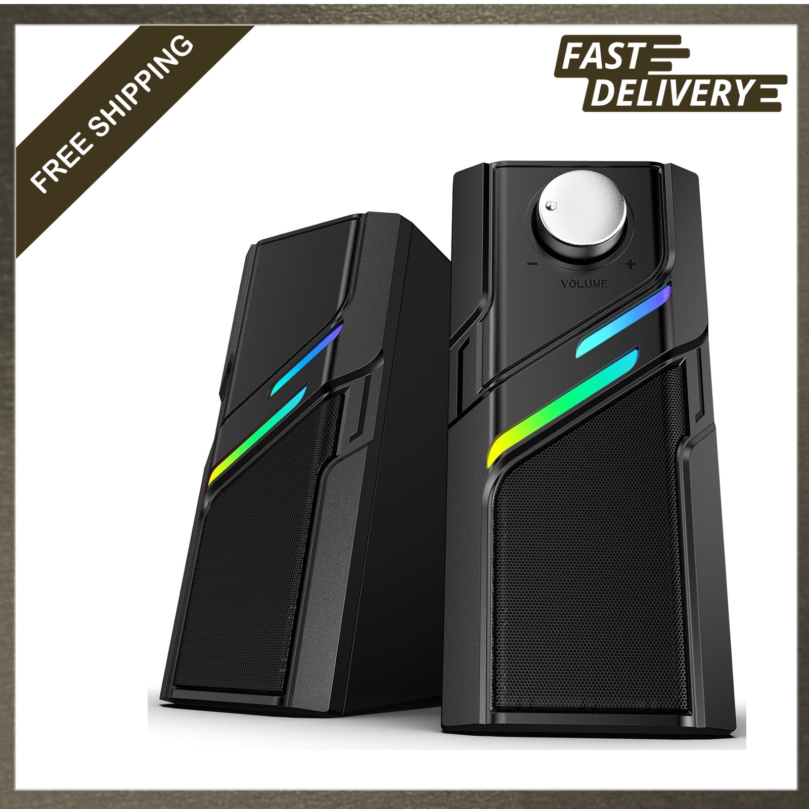 Computer Speakers for Desktop PC with Oversized Volume Knob and Clear Sound