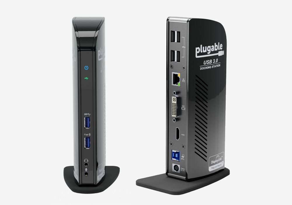 Plugable UD-3900 USB 3.0 Docking Station HDMI DVI RJ45 W/ AC Adapter