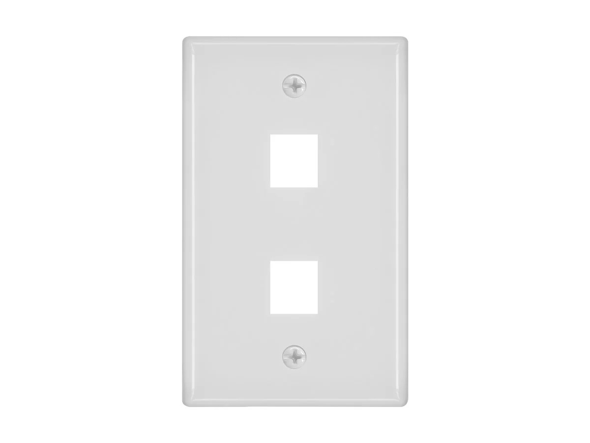 Monoprice 1-Gang Wall Plate for Keystone, 2-Port, White,