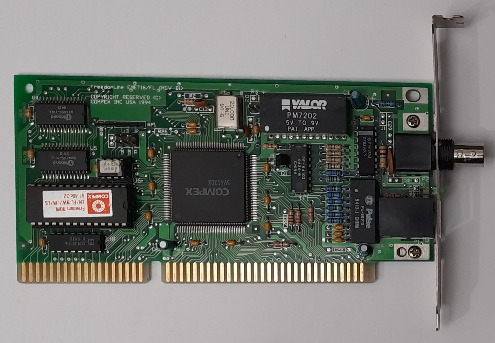 Compex Freedom ENET 16-COMBO/FL Rev. D1 ISA Network Card (RJ45, Retro, 1994)