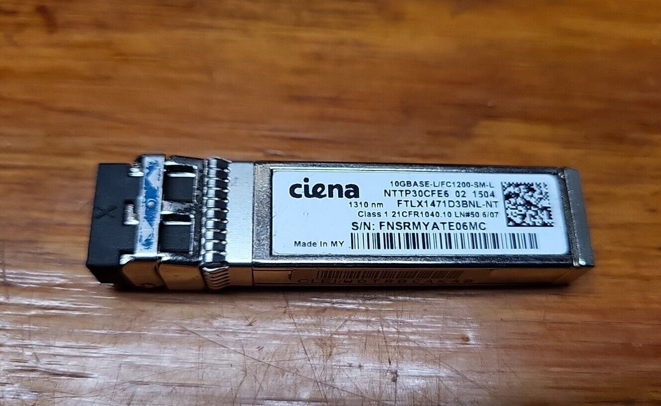Tested Ciena NTTP30CFE6 10GBASE SFP+ FC1200-SM-L 10G-LR XCVR 1310nm  10G LR