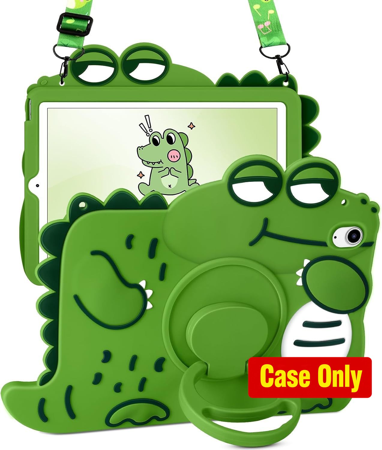 Cute Kawaii Case for iPad mini 7 2024, Soft Silicone Cover with Rotating Stand &