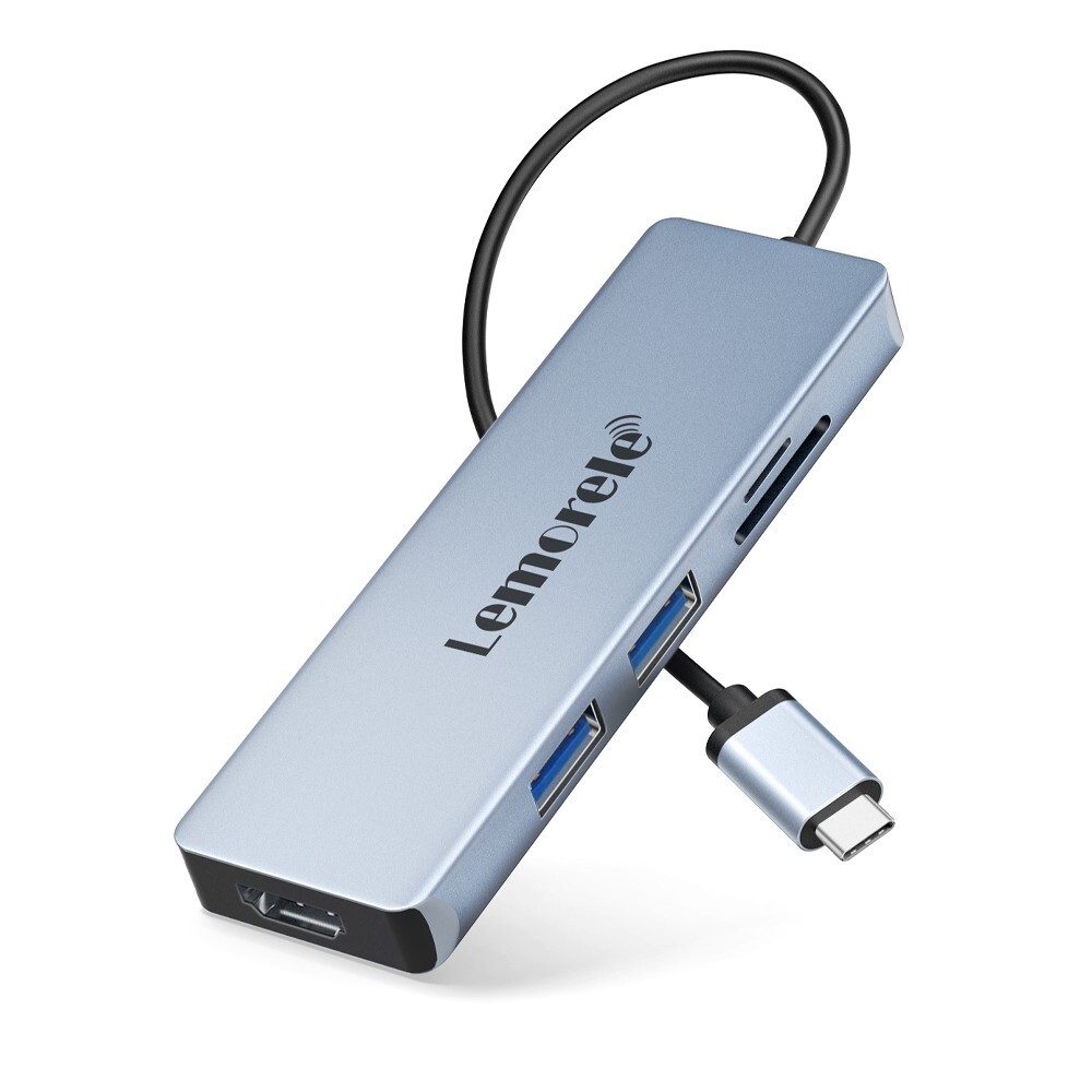 Lemorele Adaptador Hub 5 in 1 multi-port Usb 4k HDMI, SD/TF for PC Mac laptop
