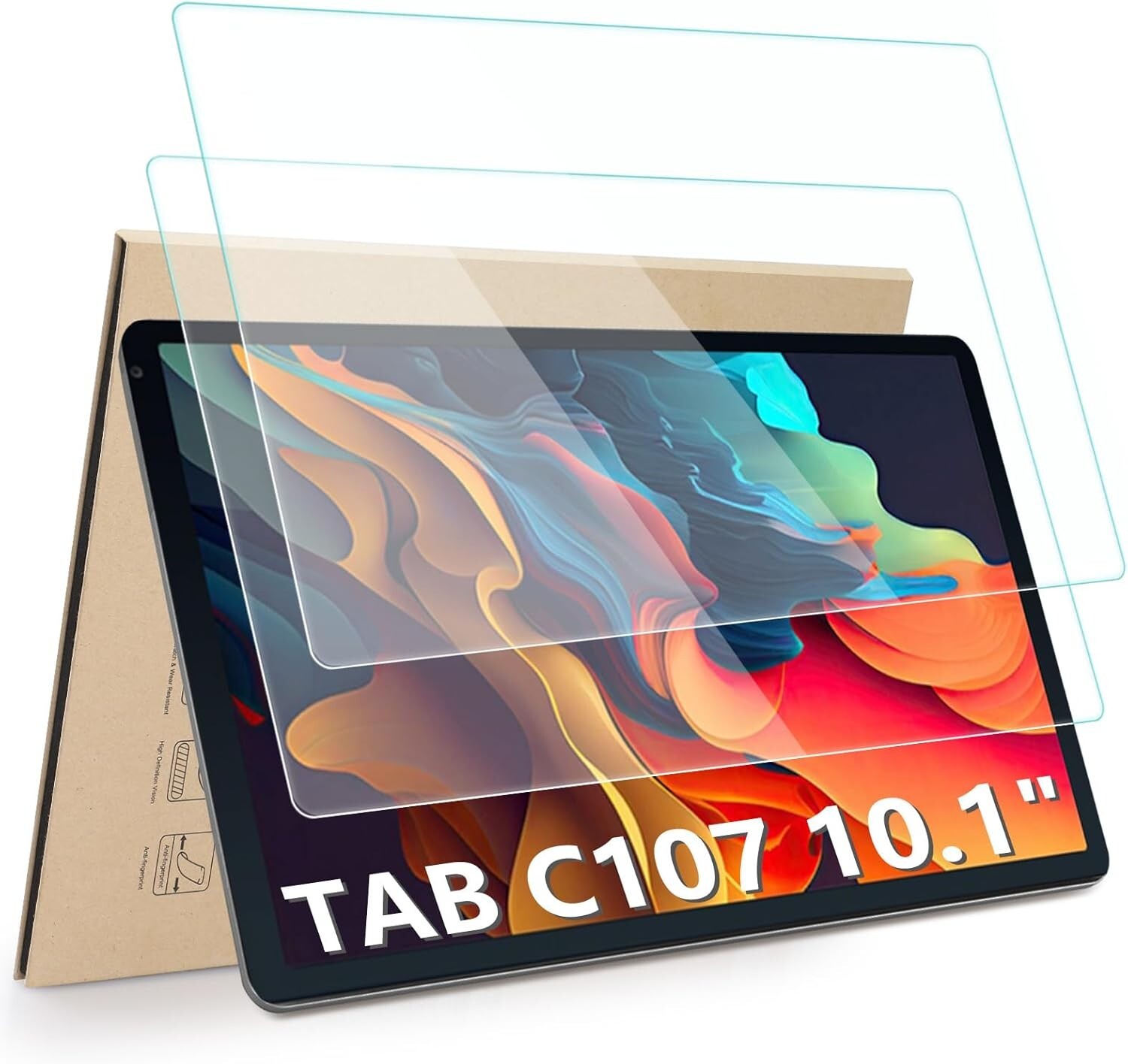(2 Pack) Screen Protector For 10.1" Android Tablet (Model: C107) Tempered Glass