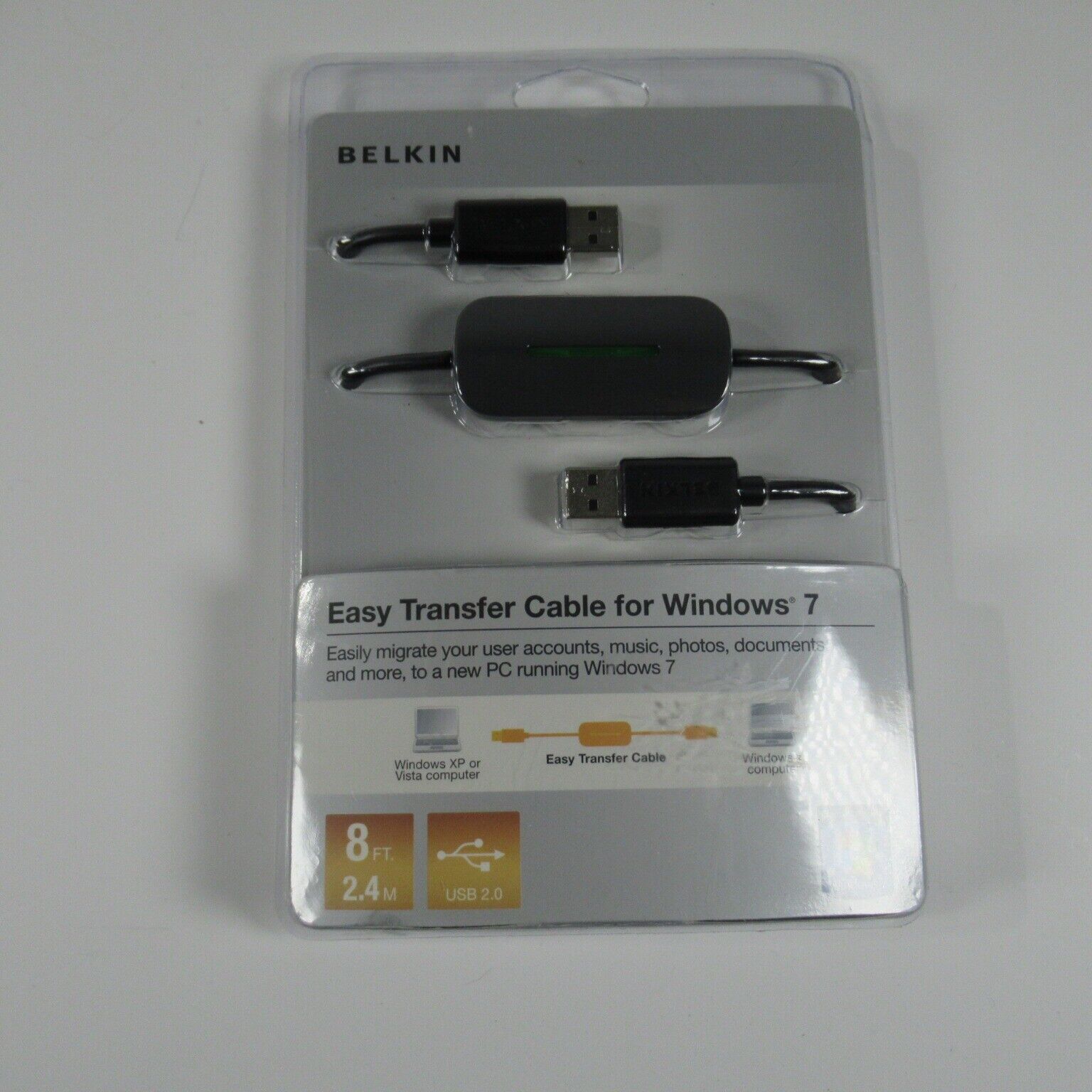 Belkin Easy Transfer Cable For Windows 7 BRAND NEW SEALED 8 Feet Long