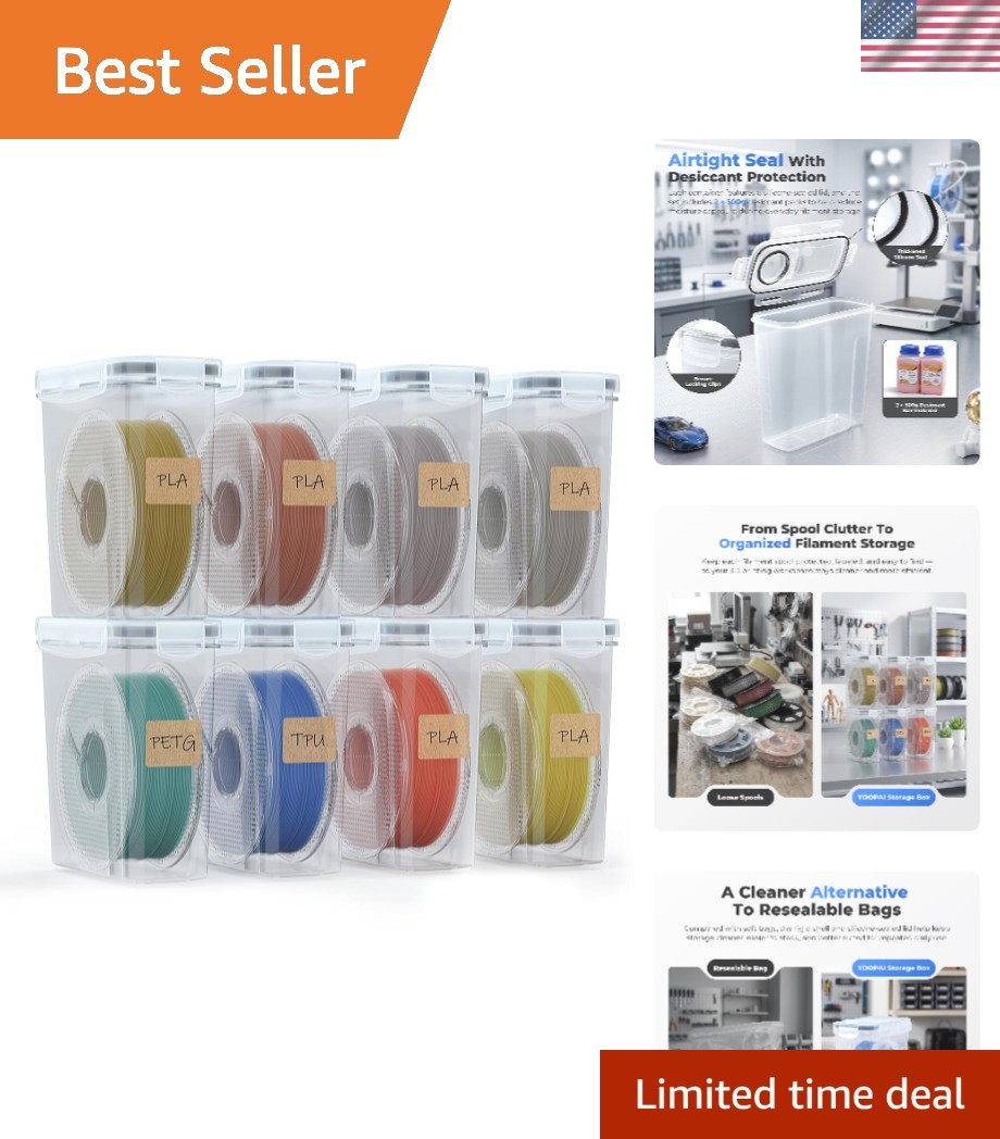 Filament Storage Box - 8 Pack Filament Container for 3D Printing Sealing and ...