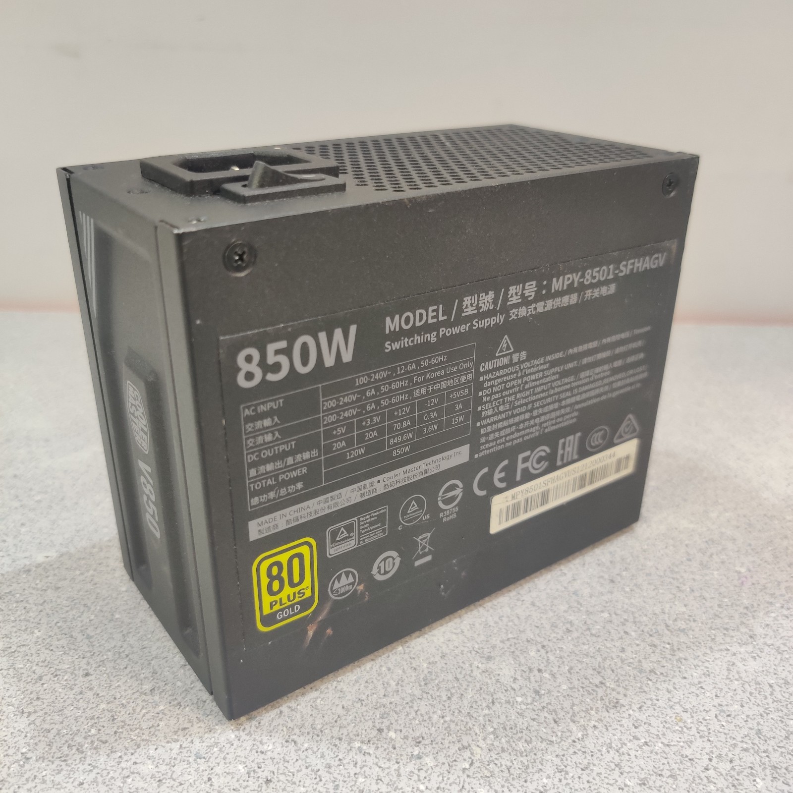 Cooler Master V850 850W 80 Plus Gold SFX Power Supply UNTESTED AS-IS, FOR PARTS