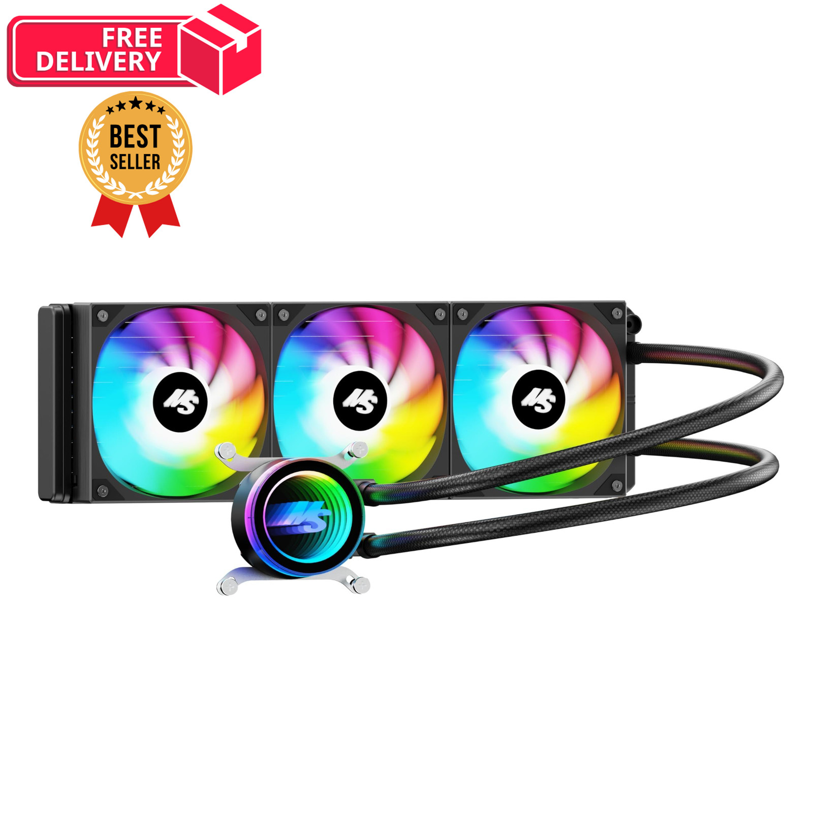Minorsonic AIO CPU Cooler, 360mm with High-Speed Ceramic AIO, ARGB