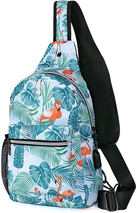 Sling Backpack Hiking Daypack Pattern Chest Shoulder Bag with USB Charging Port