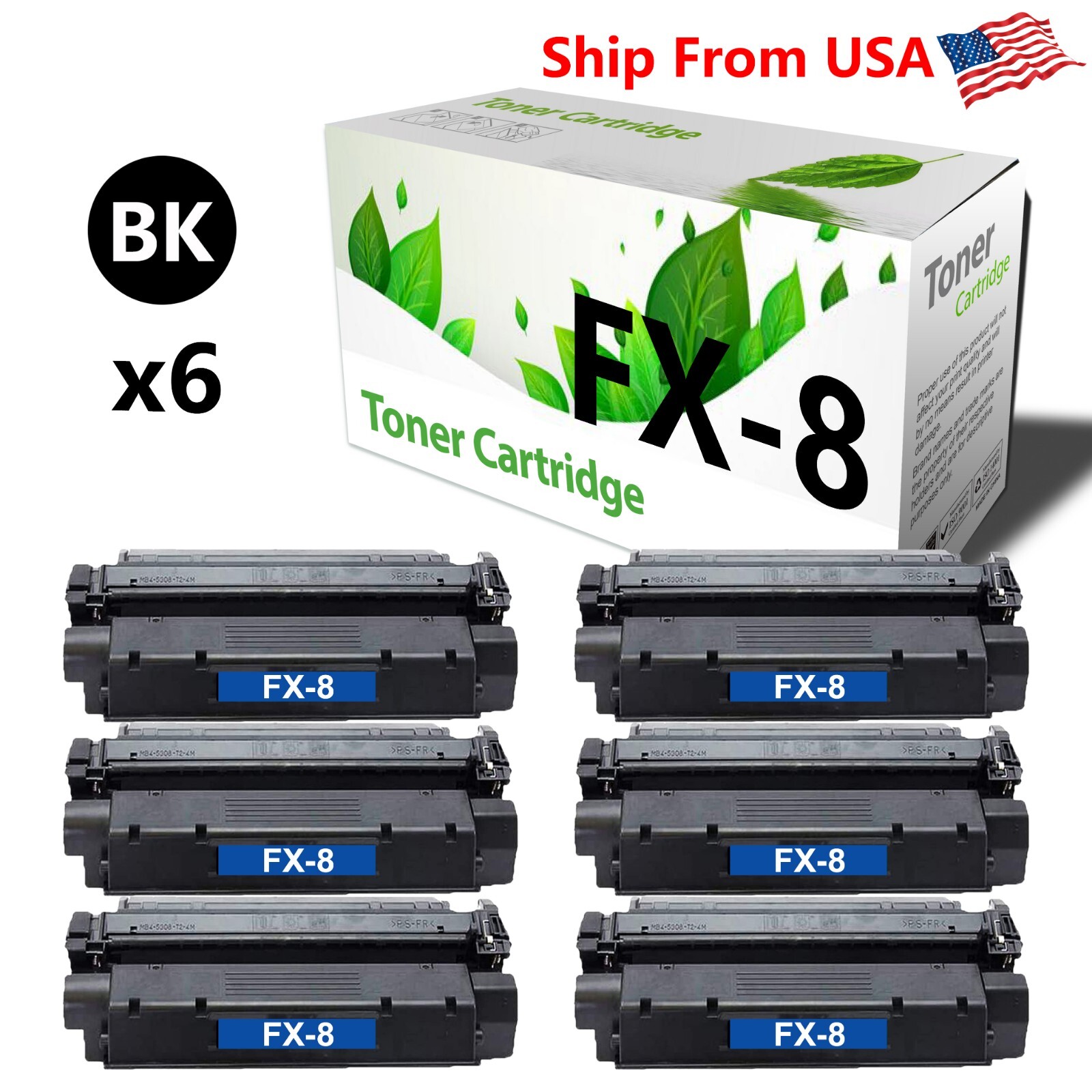 (6-PK,Black) Compatible FX8 S35 Toner Cartridge Replacement for Fax 398 Printer