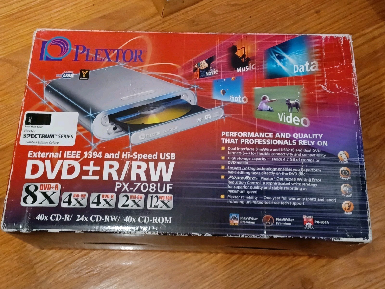 Plextor PX-708UF External DVD/CD Rewritable Drive BOX Untested, But Looks Good