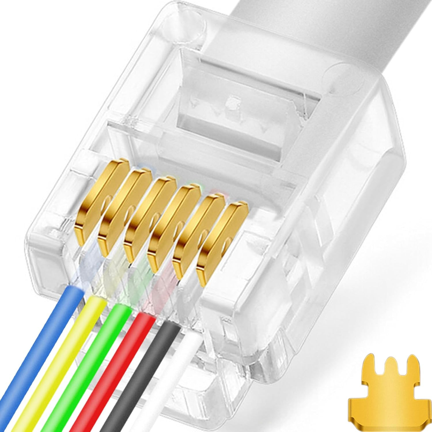 20Pack RJ11/RJ12 Pass through Connector 6P6C Telephone Modular Plug 3 Prong Typ