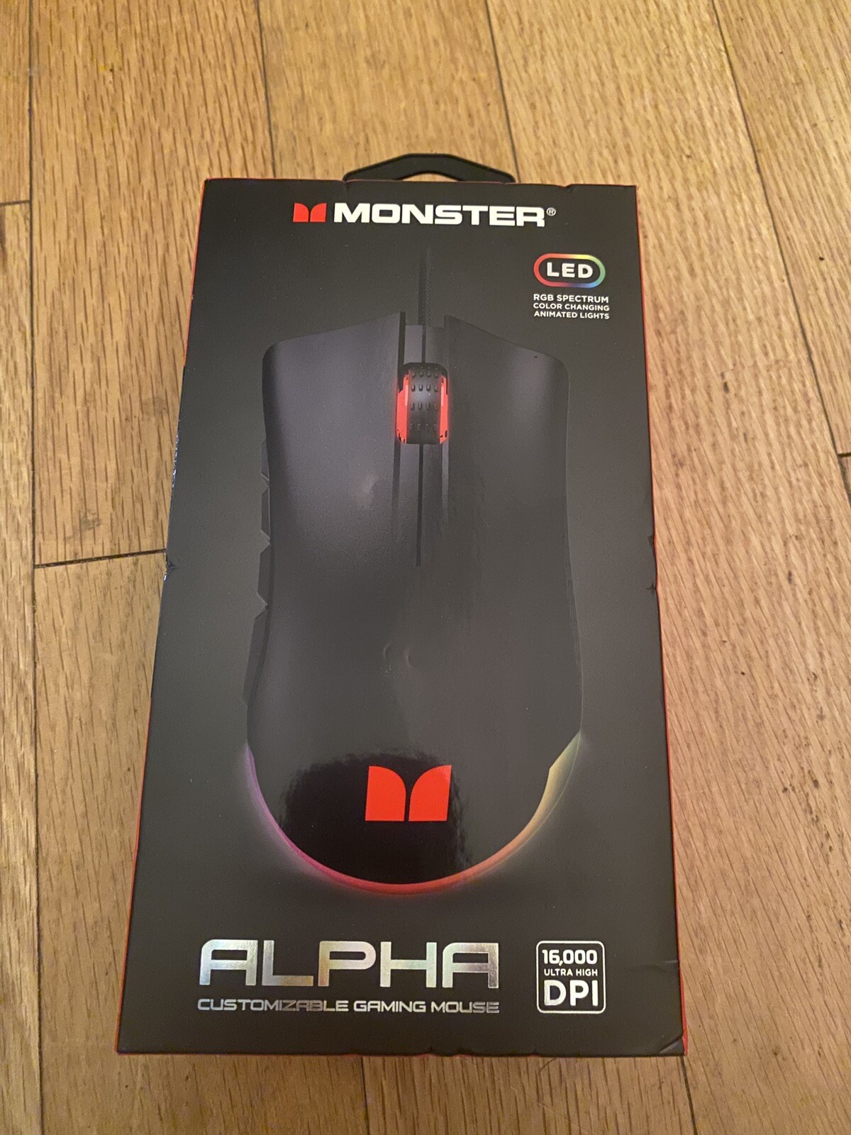 Monster Alpha Customizable Gaming Mouse LED RGB Lights 16000 Ultra High DPI NEW
