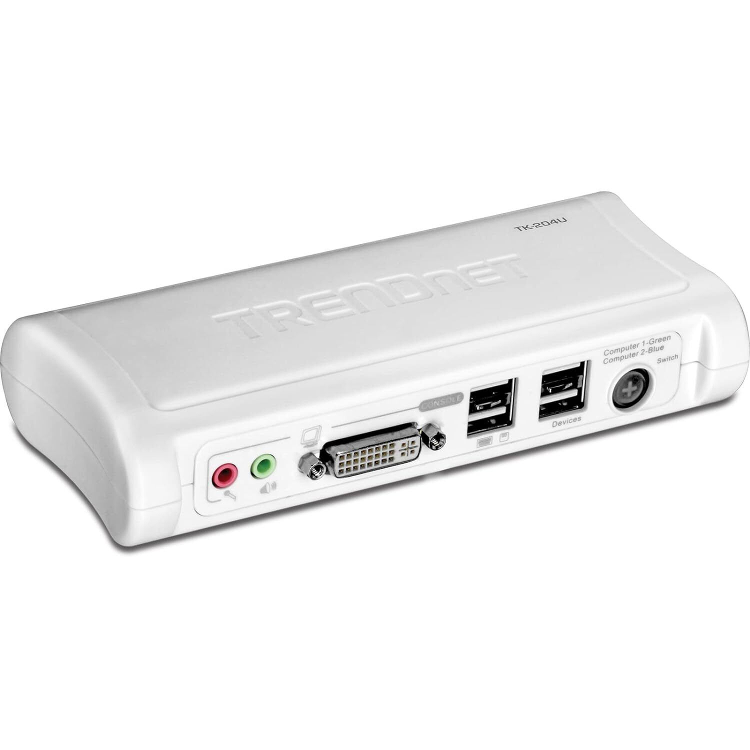 TRENDnet 2-Port DVI USB KVM Switch & Cable Kit with Audio, Manage Two PCs, 2 x