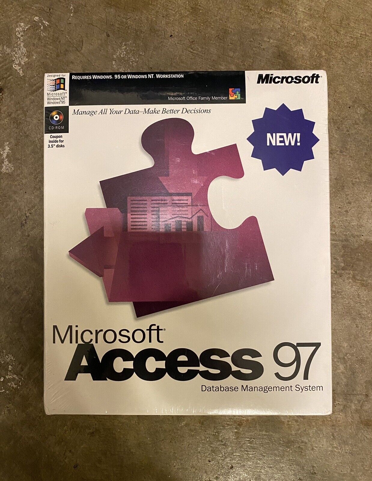Vintage Microsoft Access 97 Database Management System 1997,New Old Stock 