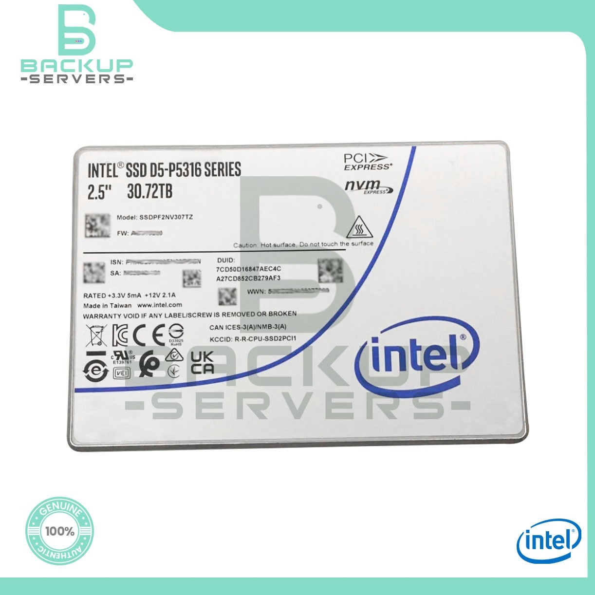 SSDPF2NV307TZ Intel D5-P5316 Series 30.72TB NVME U.2 2.5" PCle 4.0 x4 SSD