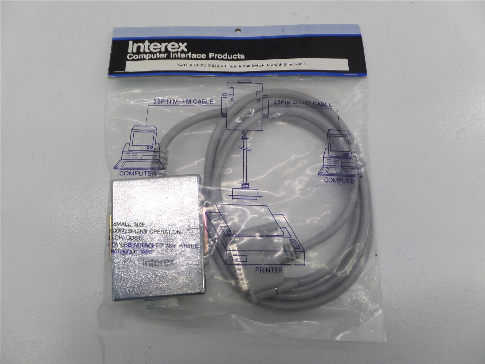 Interex DB25-AB Push Button Switch Box with 6ft Cable DC-25
