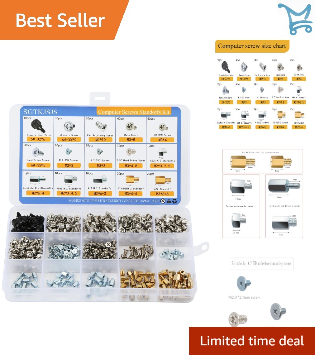Computer Screws Kit Alloy Steel Brass M.2 SSD Mounting Hardware for Motherboards