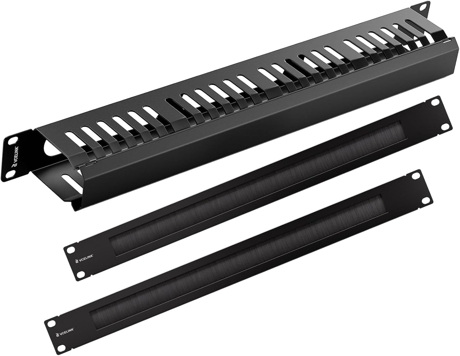 VCELINK 1U Server Rack Cable Management 24-Slot (1-Pack) and Metal Brush... 