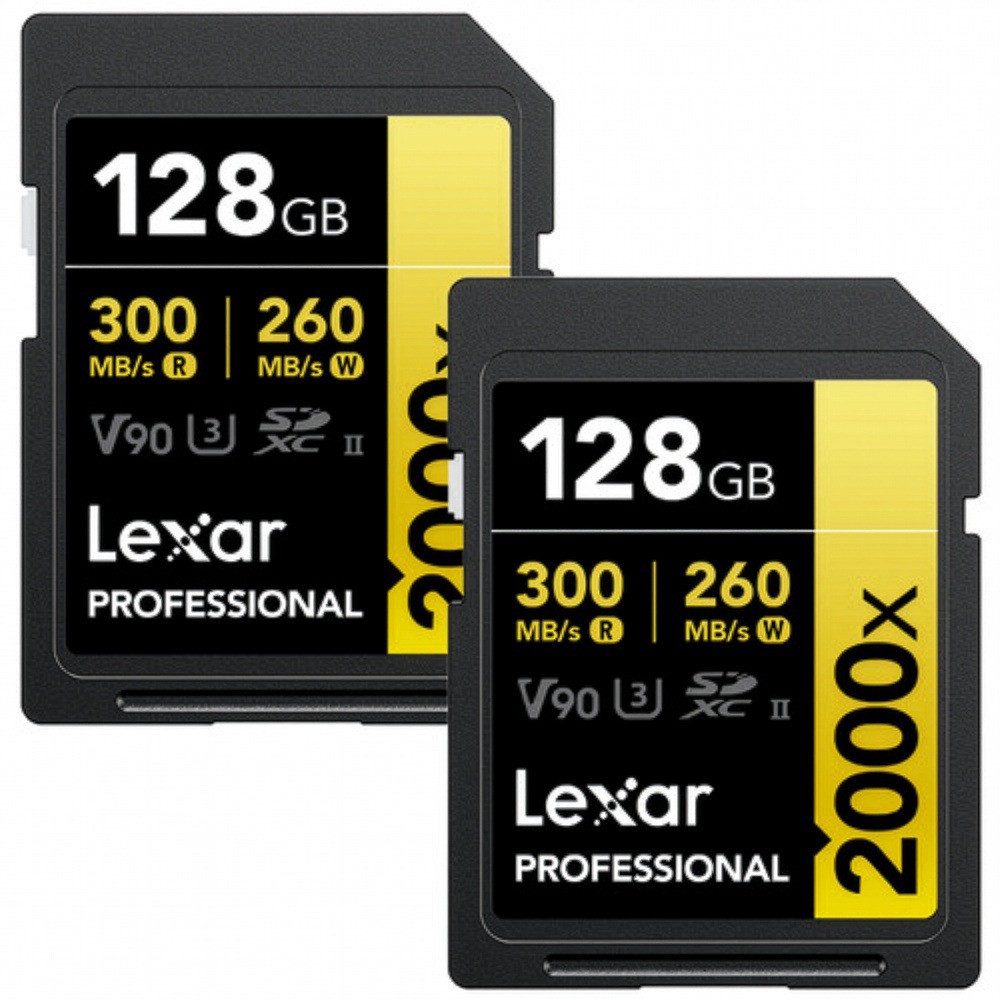 Lexar 128GB Professional 2000x SD Card, UHS-II (2-Pack)