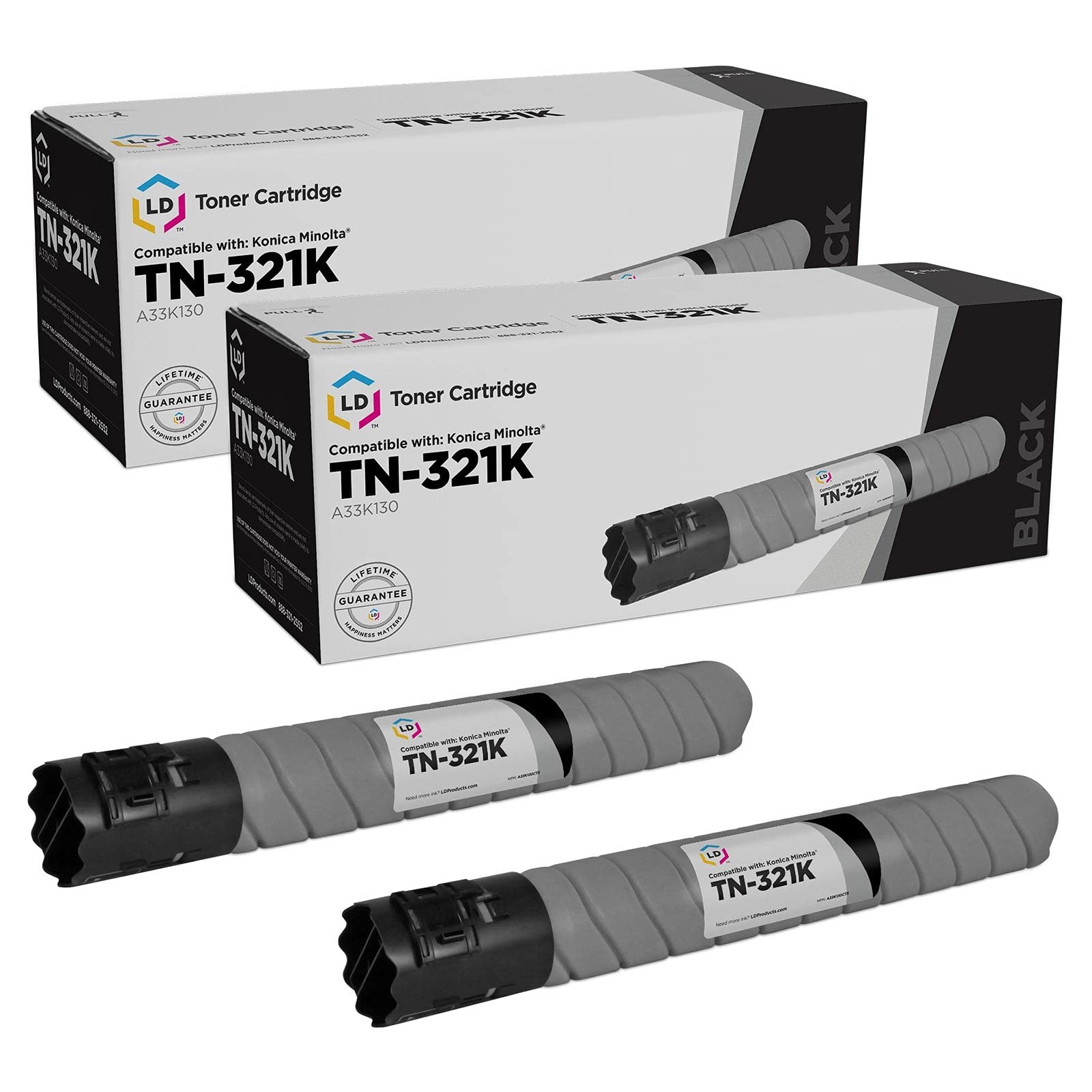 LD Products Compatible Konica Minolta TN-321K A33K130 Toner Cartridge Replacemen