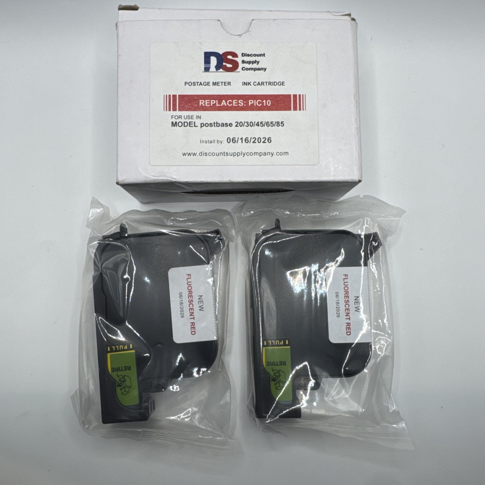 FP PIC10 Red Ink Cartridges Discount Supply (2) for PostBase 20/30/45/65/85