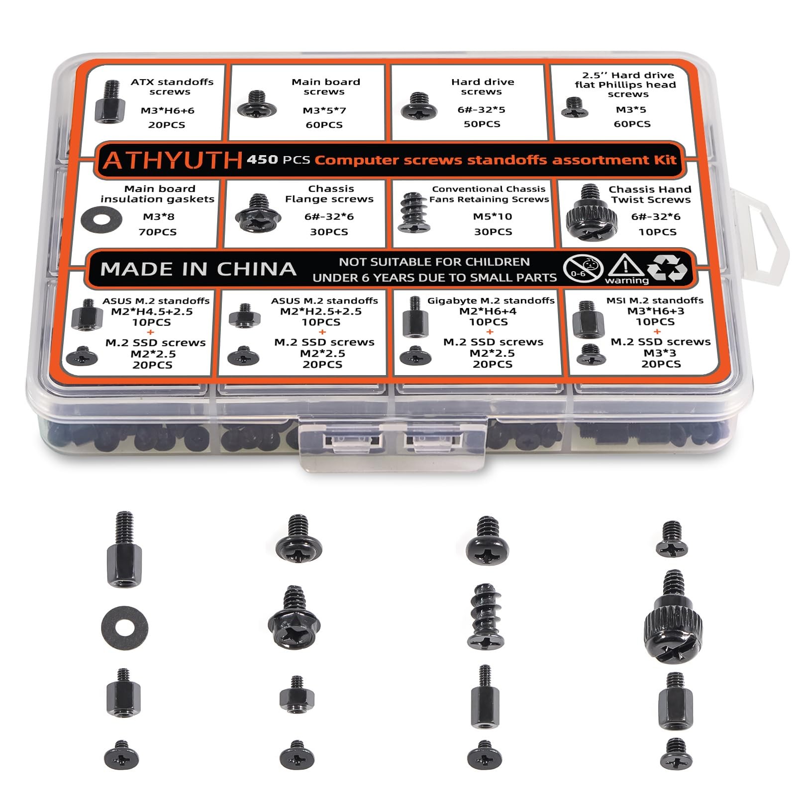 450-Piece Computer Screw Kit for PC Building & Repair - M.2, Motherboard Standof