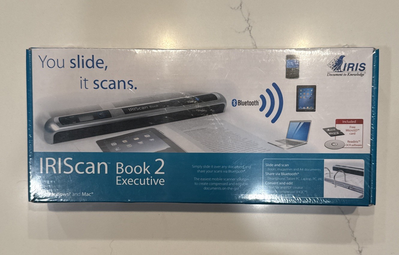 IRIScan Book 2 Executive Portable Bluetooth Scanner OCR for Windows Mac - NEW