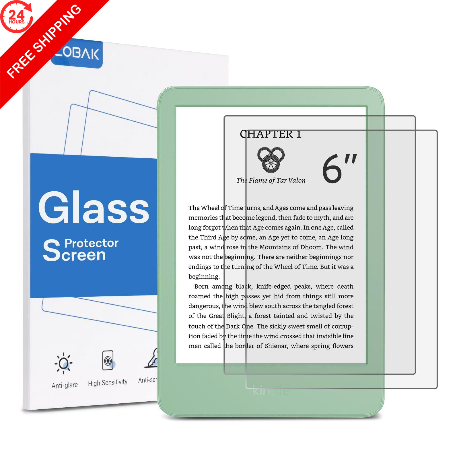 CoBak 2 Pack Screen Protector for 6" Glass Matt, MatteTempered glass-2