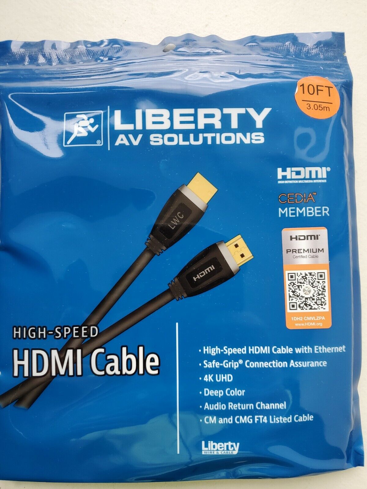 (5) NEW Liberty AV Sol. HDPMM10F 10' High Speed HDMI Cable w Ethernet 18G