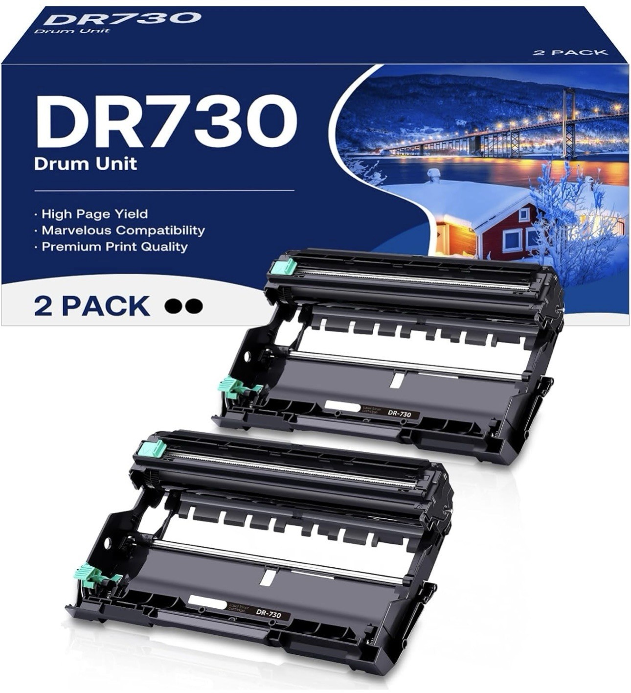 DR730 Drum Unit Replacement For Brother DR730 (2 Pack, NOT Toner)