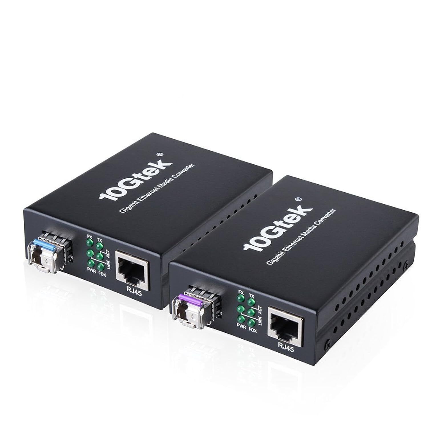 A Pair Of Bidi Gigabit Single-Mode Lc Fiber To Ethernet Media Converter, With