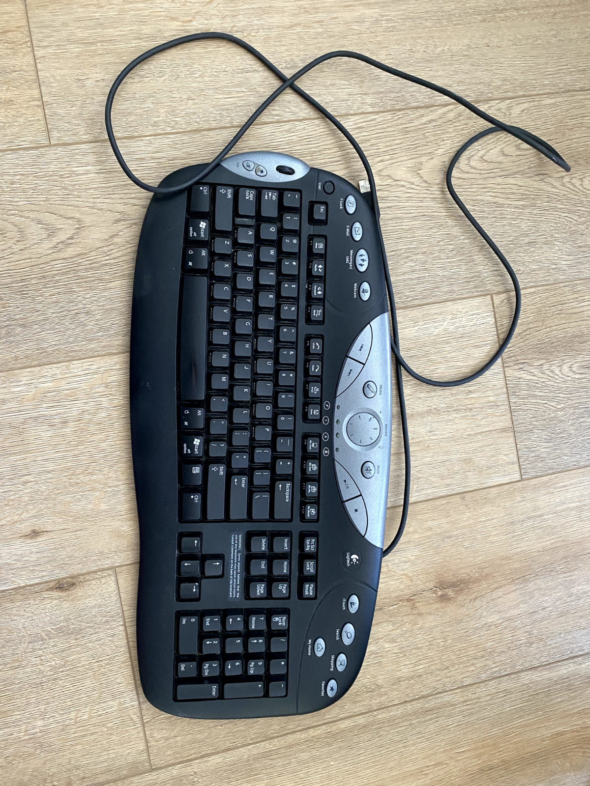 Logitech Elite Keyboard, black and silver, wired USB connection, ergonomic