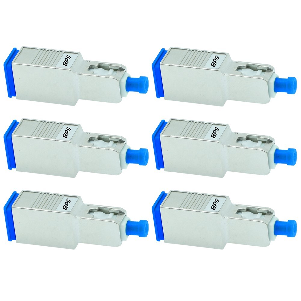 6 Pcs 5dB SC UPC Connector Fiber Optic Optical Single Mode Attenuator Metal Blue