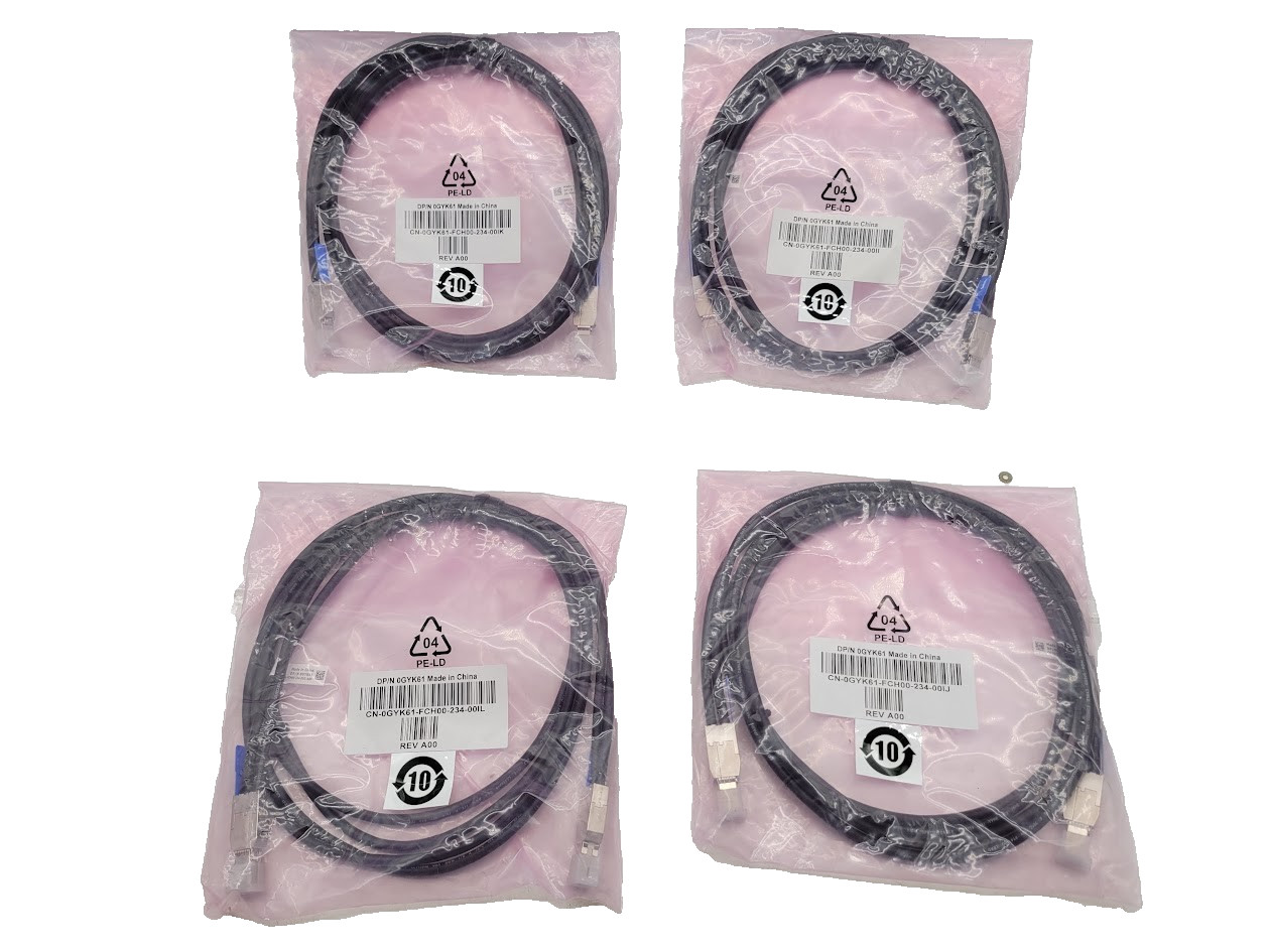 4X Dell 0GYK61 PowerVault MD1400 Mini-SAS HD External 28AWG 2m Cable 12GBs