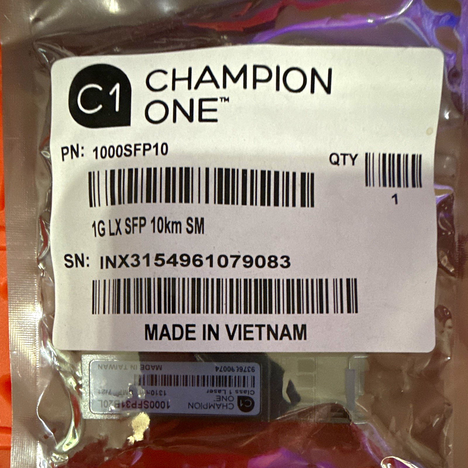 Champion One 1000SFP10 1G LX SFP Transceiver Module 10km SM 1000Mbps