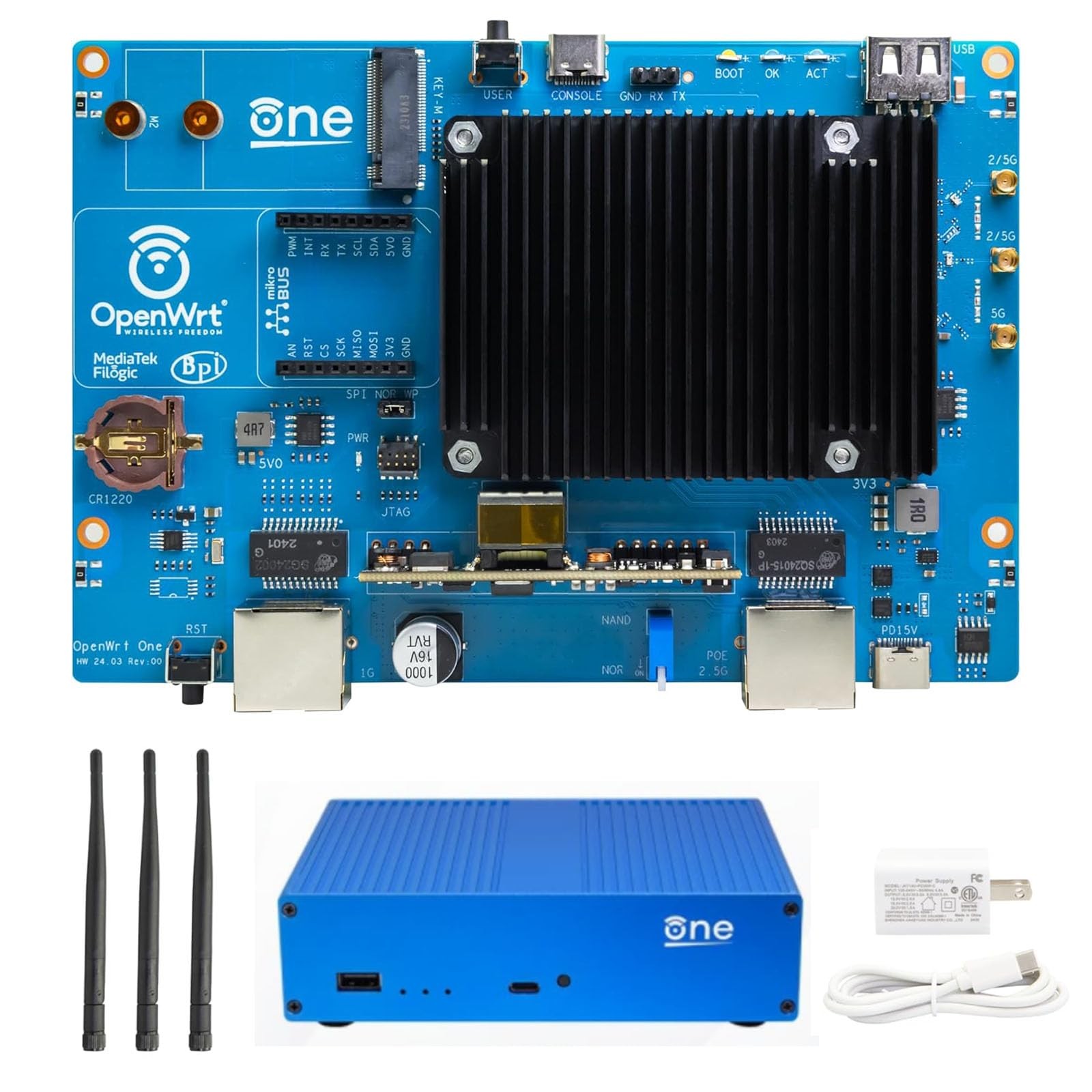 youyeetoo Banana Pi OpenWrt One - WiFi 6 Official compact, Blue