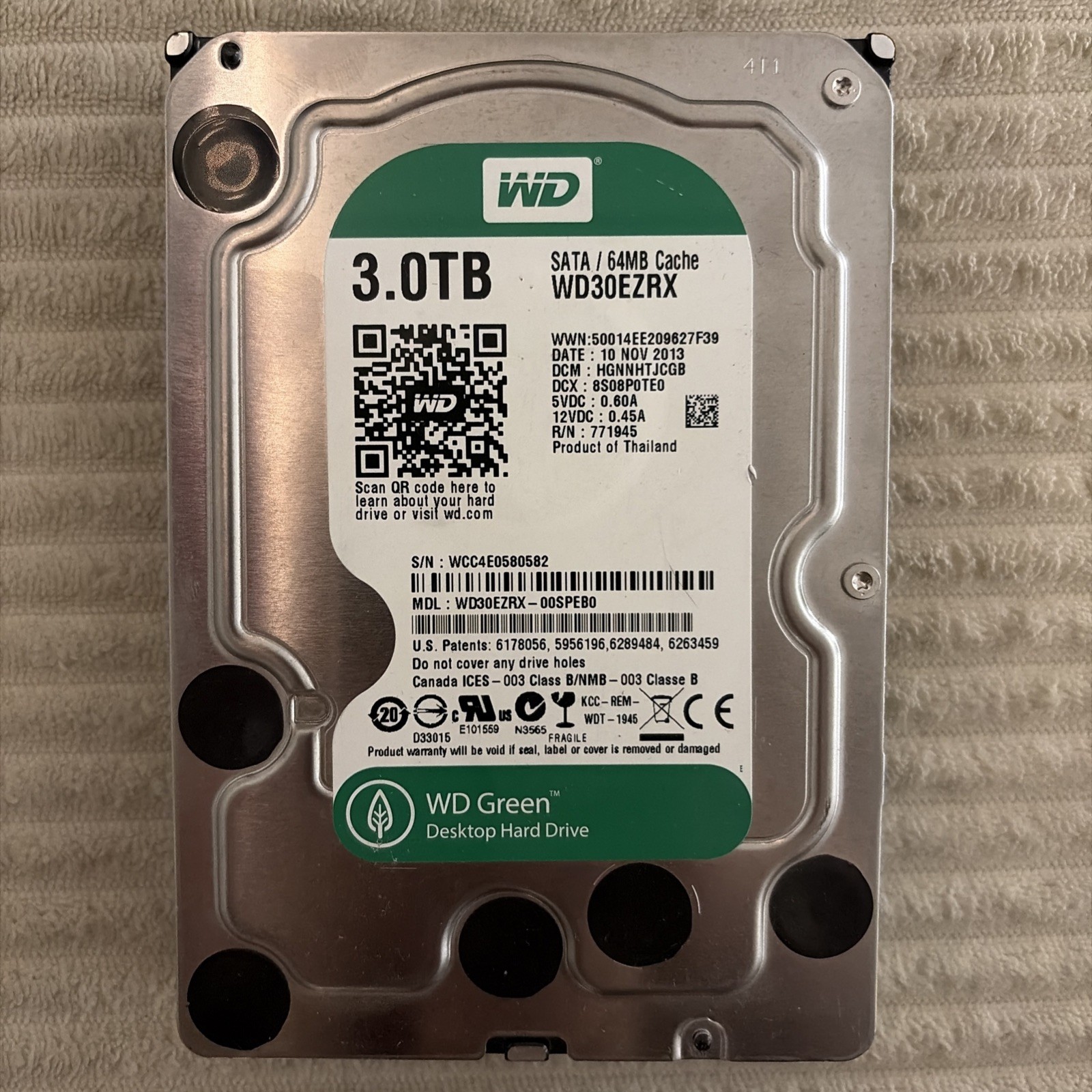 Western Digital WD Green WD30EZRX 3TB SATA 6Gb/s 3.5” Hard Disk Drive (HDD)