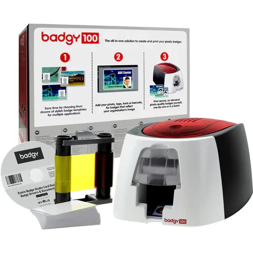 Evolis Badgy 100 Plastic Card Printer with Badge Studio - ID Design Software