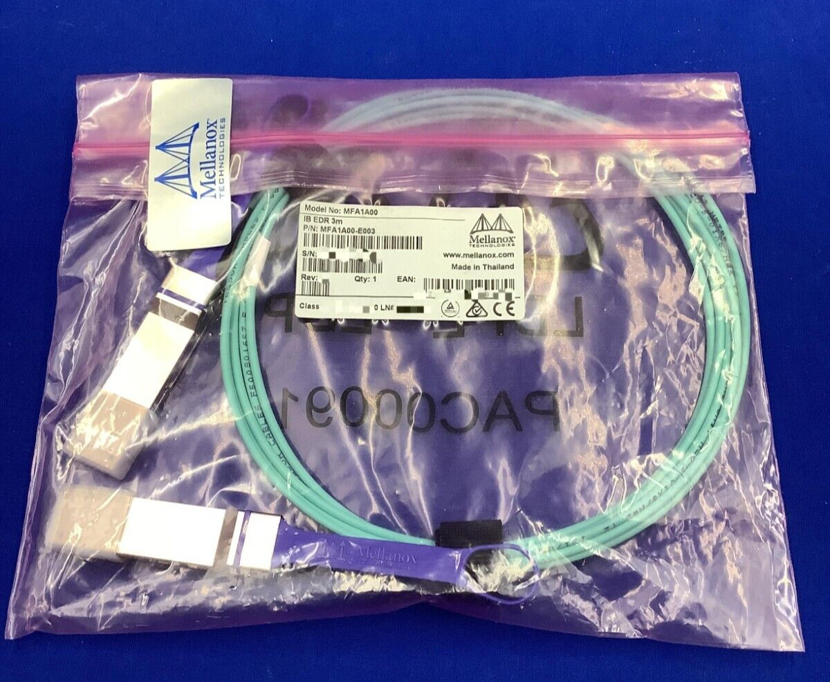 NEW MFA1A00-E003 Mellanox AOC Cable IB EDR up to 100Gb/s QSFP 3m