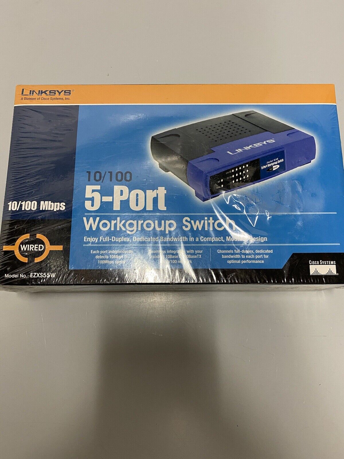 Linksys 10/100 Mbps 5-Port Workgroup Switch Model EZXS55W New Sealed